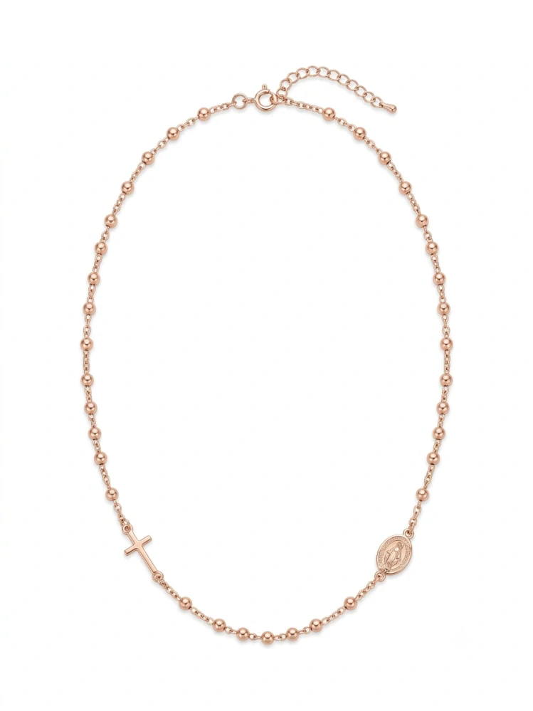 Šperky Nina – Pozlátený strieborný ruženec Rose Gold (48,5 – 50,5 cm) 925/1000 – ret zlac 014