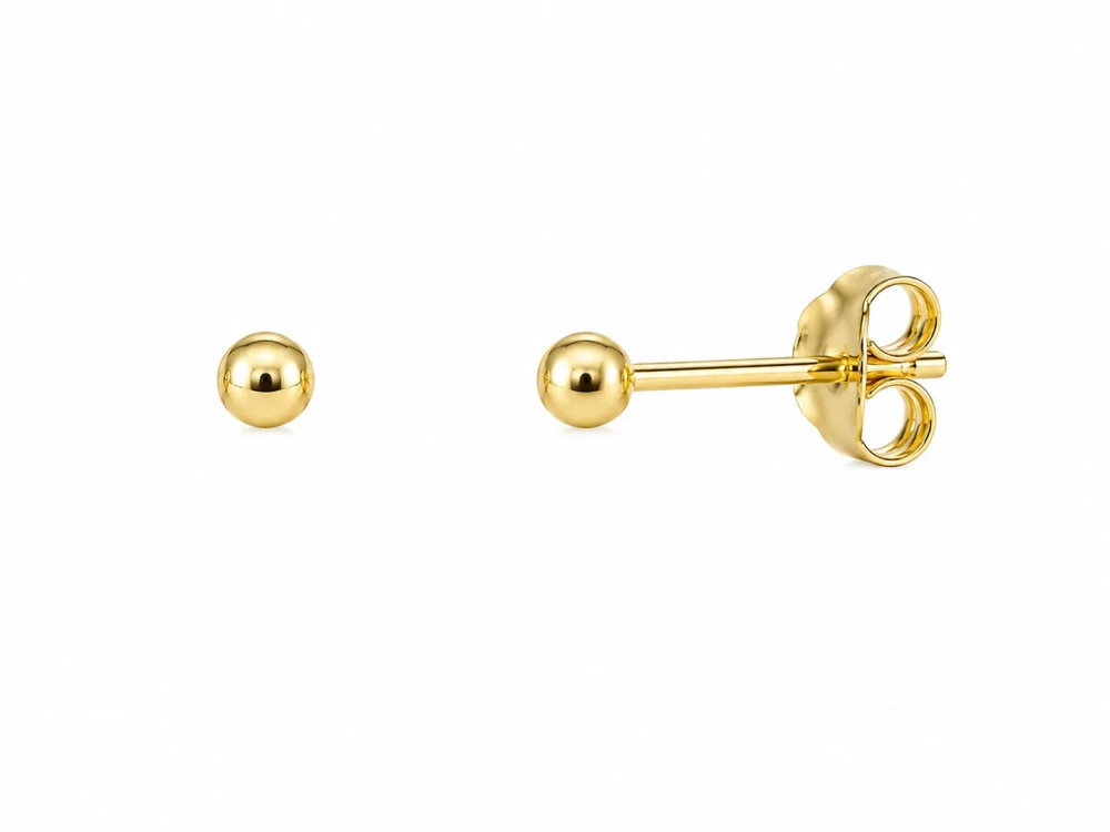 Šperky Nina – Pozlátené strieborné náušnice Zlaté zrnko – guličky 925/1000 (3 mm) - ns zlac 004