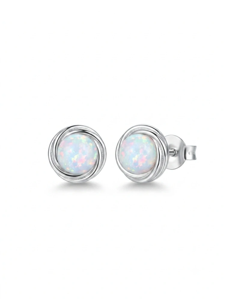 Šperky Nina – Strieborné opálové náušnice Mliečna dráha 925/1000 (7 mm) - ns ag kam h 330