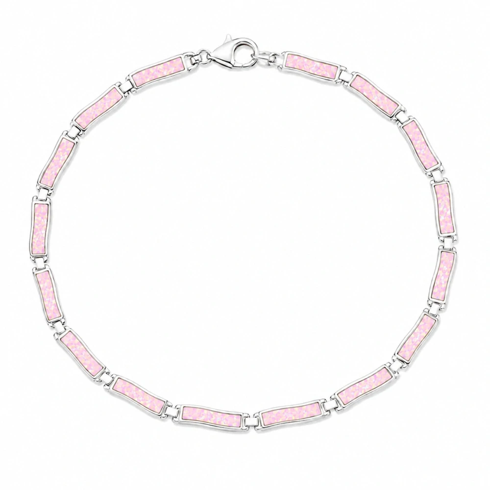 Šperky Nina – Strieborný náramok Růžový paprsek s ružovým opálom (18,5 cm) 925/1000 - nar 521