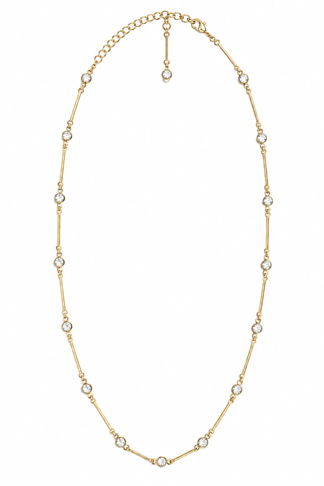 Šperky Nina – Pozlátený strieborný náhrdelník Zlaté třpytivé linie so zirkónmi (42 – 47,5 cm) 925/1000 - ret zlac 035