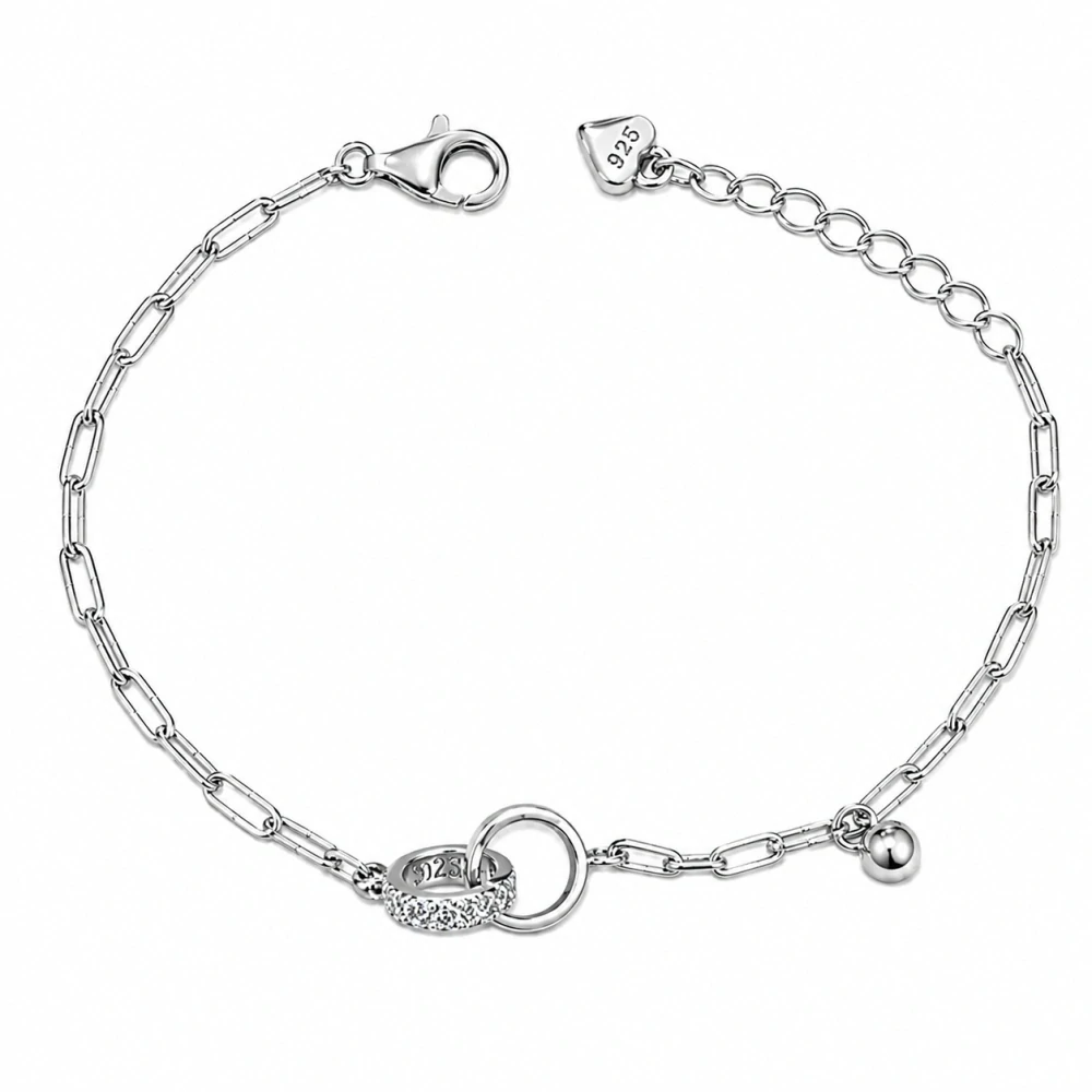 Šperky Nina – Strieborný náramok Prepletené kruhy so zirkónmi (16,5–19,5 cm) - nar 552
