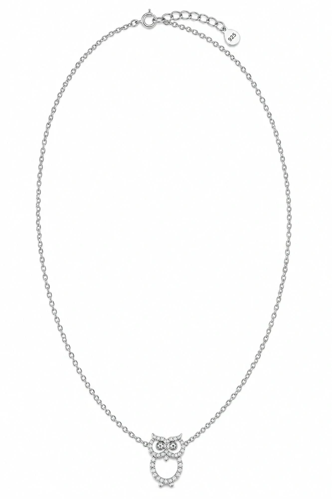 Šperky Nina – Strieborný náhrdelník Sovička so zirkónmi (45,5–50 cm) Popis produktu: - nahr 557