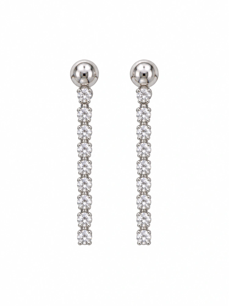 Šperky Nina – Strieborné náušnice s líniou čírych zirkónov (22 mm) - ns kam 507