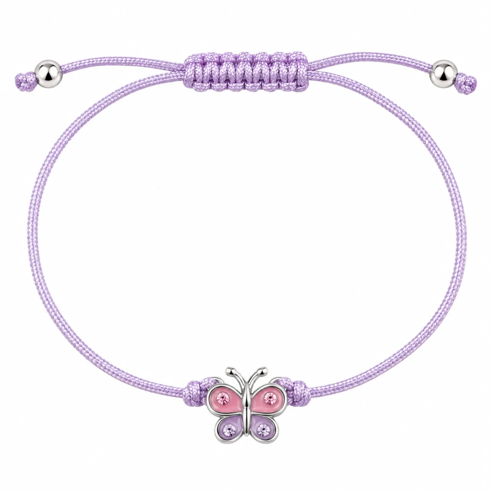 Šperky Nina – Detský strieborný šnúrkový náramok Motýlik (12–24 cm) - det 13