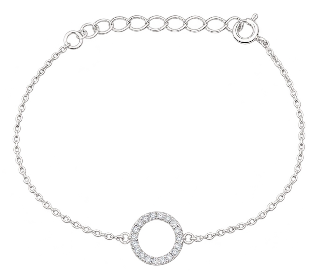 Šperky Nina – Jemný strieborný náramok Trblietavý kruh so zirkónmi (16–20 cm, 1 g) 925/1000 - nar 561