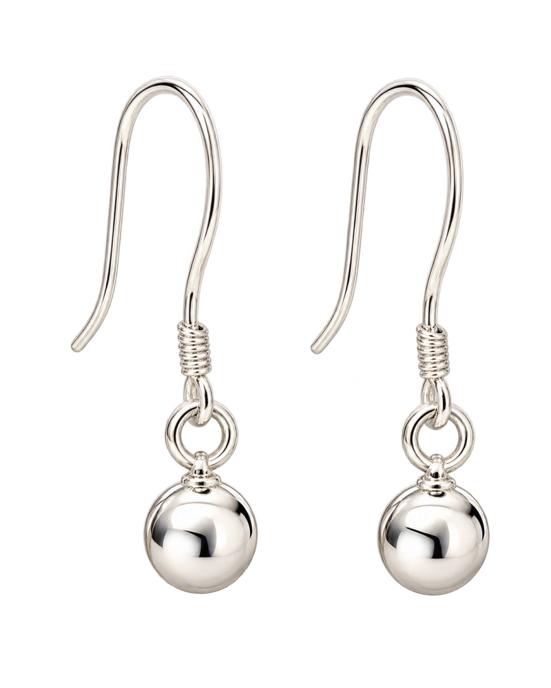 Šperky Nina – Visiace strieborné náušnice Hladké guľôčky na háčiku (5 mm, 1,3 g) 925/1000 - ns h 575