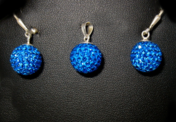 Strieborná súprava Swarovski komponent 925/1000 ( kráľovská modrá 011)