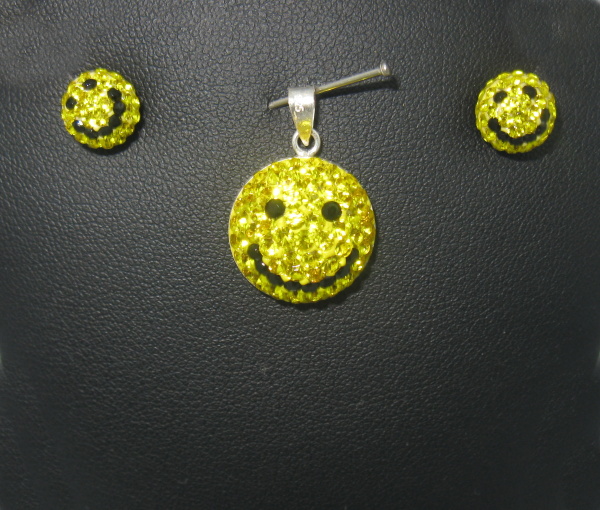 Strieborná súprava s kameny Swarovski komponent 925/1000 (smile žlutý)