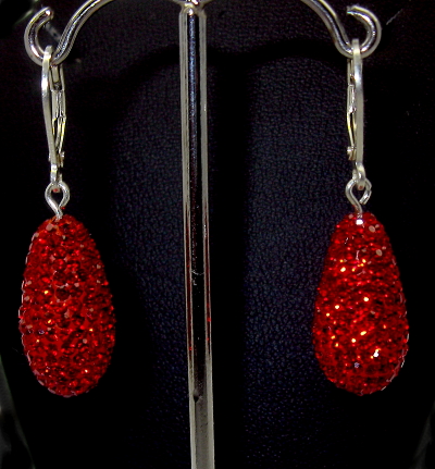 Strieborné náušnice s kamienky Swarovski komponent 925/1000 (červené 87115427)