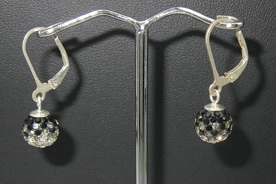 Strieborné náušnice s kamienky Swarovski komponent 925/1000 (černo-bílé 78)