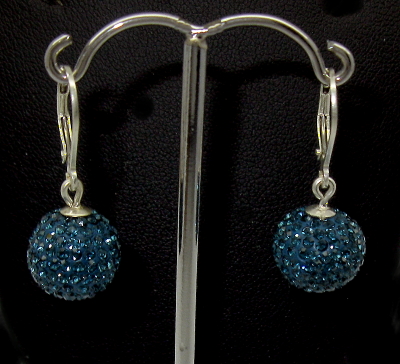 Strieborné náušnice s kamienky Swarovski komponent 925/1000 ( modrá 0890)