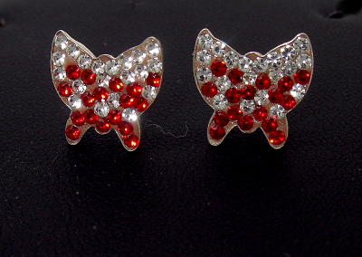 Strieborné náušnice na puzetku 925/1000 s kamienky Swarovski komponent (motýlci 09)