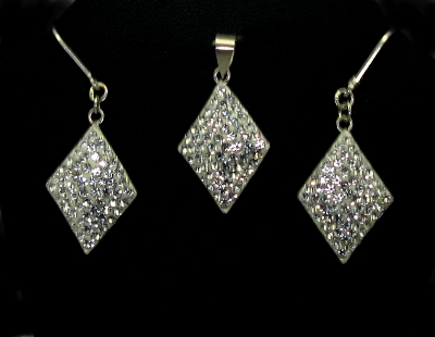 Strieborný set 925/1000 - kosočtverec 