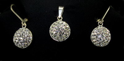 Strieborný set Swarovski komponents 925/1000 ( pulkruh)