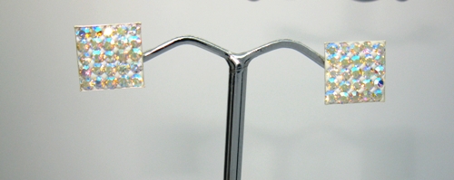 Strieborné náušnice s kamienky komponent Swarovski 925/1000 (čtverec 7658900)