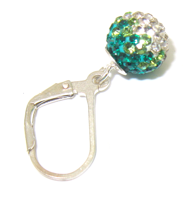 Strieborné náušnice 925/1000 s kamienky Swarovski komponent ( zeleno - bílé 80)