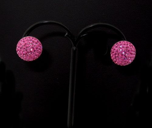 Strieborné náušnice Swarovski komponent 925/1000 ( tmave ružové 8)