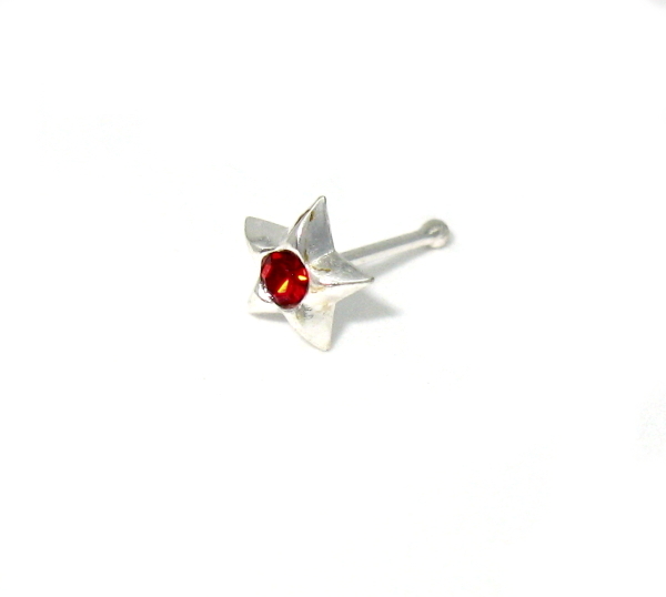 Piercing do nosu strieborný 925/1000 ( červená hvezda)