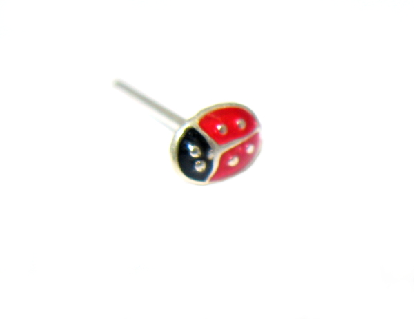 Piercing do nosu strieborný 925/1000 (barevná beruška 01)