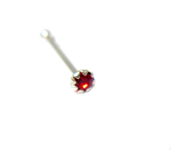 Piercing do nosu strieborný 925/1000 (červený kamienek 990088)