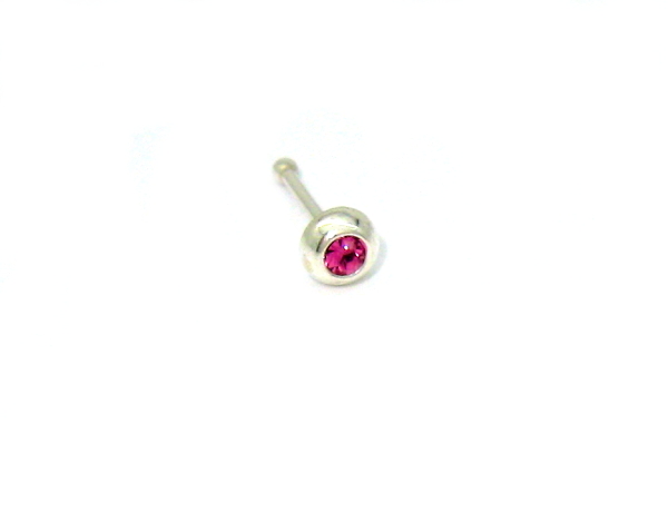Piercing do nosu strieborný 925/1000 ( červený kamienek 8)