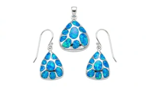 Šperky Nina - Strieborná súprava s modrým opálem – Kapky oceánu 925/1000 - set opal 006