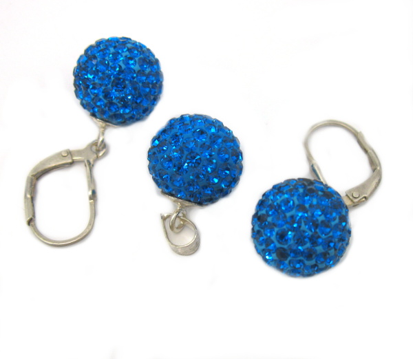 Strieborná súprava Swarovski komponent 925/1000 ( kráľovská modrá 011)