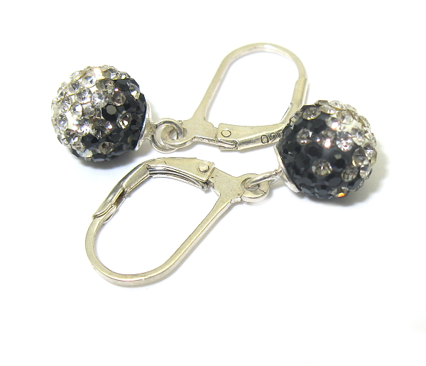 Strieborné náušnice s kamienky Swarovski komponent 925/1000 (černo-bílé 78)