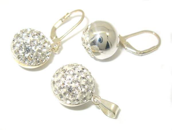 Strieborný set Swarovski komponents 925/1000 ( pulkruh)