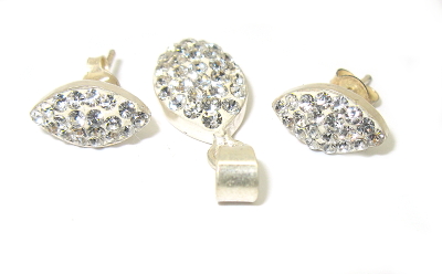 Strieborný set Swarovski na puzetku