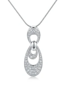 Šperky Nina - Strieborný náhrdelník Trojitý ovál sa zirkóny – 925/1000 (Rhodium) - ret s priv H 002