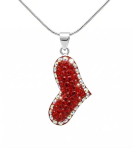 Šperky Nina - Strieborný náhrdelník Asymetrické srdce s kryštály Swarovski – 925/1000 - ret s priv H 004