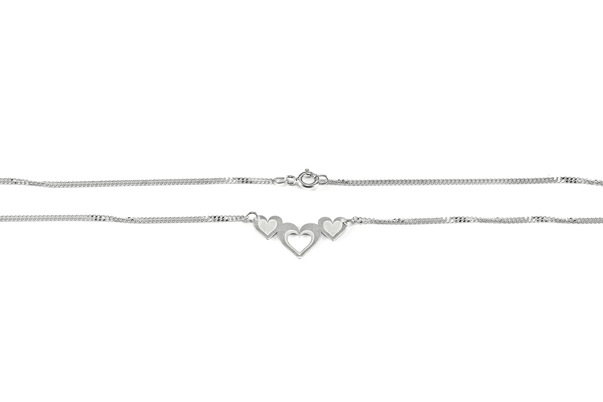 Šperky Nina - Strieborný náhrdelník „Tri srdce“ 925/1000 – romantický design - nahr ag H 002