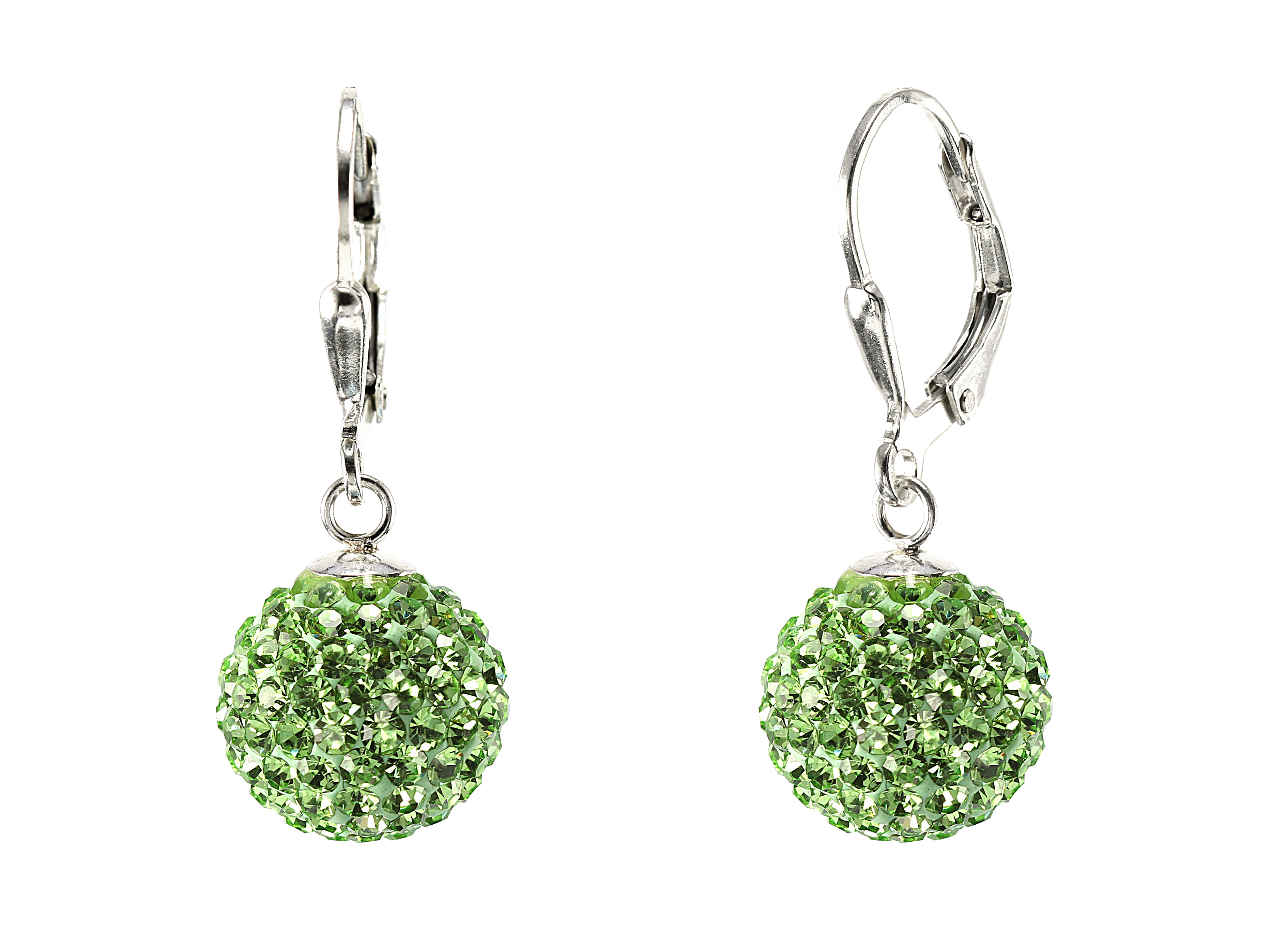 Šperky Nina - Elegantné strieborné náušnice s olivovozelenými zirkónovými guľôčkami 925/1000 - ns ag kam H 153