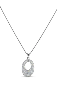 Šperky Nina - Strieborný náhrdelník s oválným príveskem s kryštály Swarovski 925/1000 - nahr ag H 050
