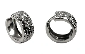 Šperky Nina - Strieborné náušnice kroužky s diamantovým brusem (15 mm) – 925/1000 - nak ag H 272