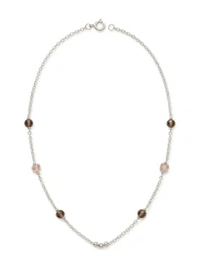 Šperky Nina - Dlouhý strieborný náhrdelník s kourovými kryštály (60 cm) – 925/1000 - ret ag h 512