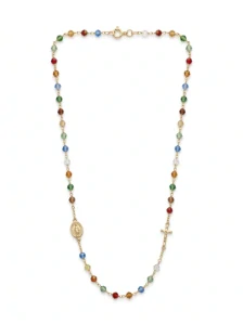 Šperky Nina - Pozlátený strieborný ruženec (50,5 - 52,5 cm) s farebnými korálkami 925/1000 - ret zlac 006