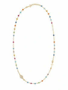 Šperky Nina - Pozlátený strieborný ruženec (50,5 - 52,5 cm) s farebnými korálkami 925/1000 - ret zlac 006