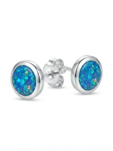 Šperky Nina - Strieborné náušnice Ocean Opal sa zárivými odlesky 925/1000 - ns ag kam h 322