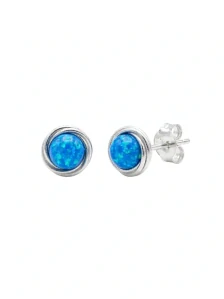 Šperky Nina - Strieborné náušnice Blue Lagoon s opálem vlneného designu 925/1000 - ns ag kam h 323