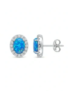 Šperky Nina - Strieborné náušnice Royal Opal s vencem zirkónu 925/1000 - ns ag kam h 325