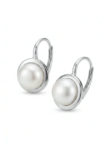 Šperky Nina - Strieborné náušnice Pearl Elegance s perletí a klasickým patentem 925/1000 - ns ag kam h 326