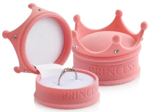 Šperky Nina - Zamatová darčeková krabička ružová korunka Princess - krab55
