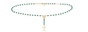 Šperky Nina – Pozlátený strieborný ruženec Emerald (50,5 - 55,5 cm) 925/1000 – ret zlac 012