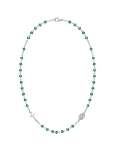 Šperky Nina - Nastaviteľný strieborný ružencový náhrdelník so smaragdovými korálikmi 925/1000 – Tajomstvo elegancie - nahr 510