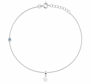 Šperky Nina – Strieborný nákotník Hviezdna noc so svetlomodrým zirkónom 925/1000 (23 – 26 cm) - nak 322