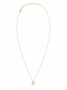 Šperky Nina – Pozlátený strieborný náhrdelník Dotyk šťastia s perleťovým štvorlístkom 925/1000 (39 – 43,5 cm) - ret zlac 016