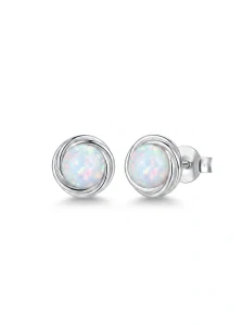 Šperky Nina – Strieborné opálové náušnice Mliečna dráha 925/1000 (7 mm) - ns ag kam h 330
